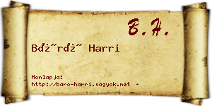 Báró Harri névjegykártya
