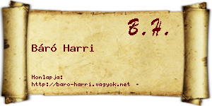Báró Harri névjegykártya